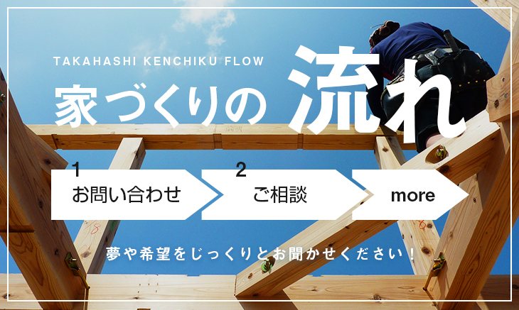 家づくりの流れ 髙橋建築はお客様の期待以上の家づくりをいたします！